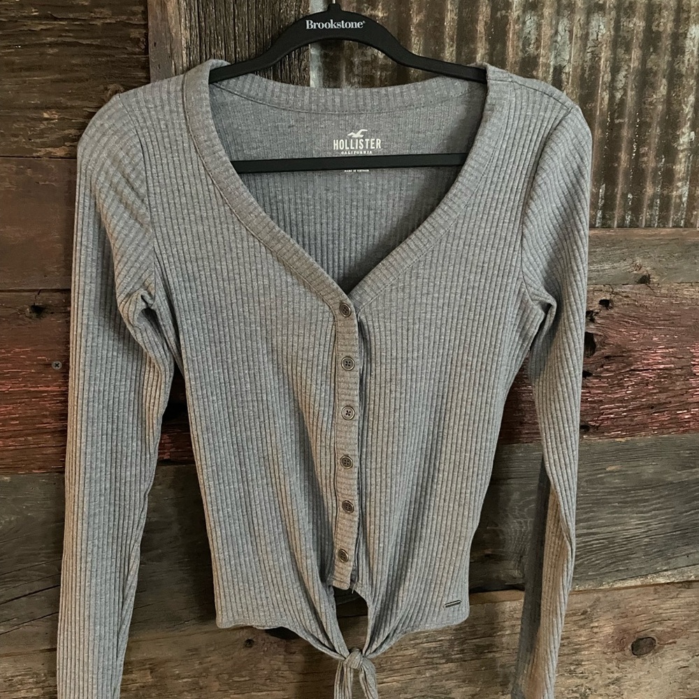 Hollister button up tie long sleeve shirt